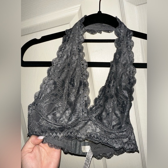 Intimately Free People grey floral lace halter bralette XS feminine lingerie - Picture 3 of 8